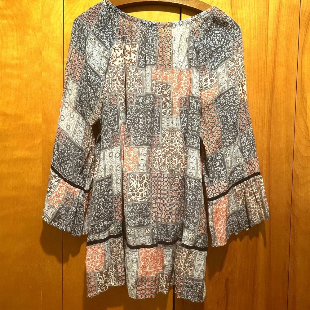 Como Vintage Boho Peasant Patchwork Style Top-Blu… - image 8